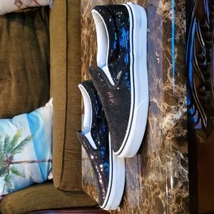 Black sequin Vans 7.5